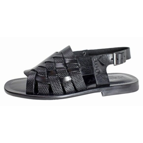 William Men’s Black Sandals Shoes, Italian Leather Shoes